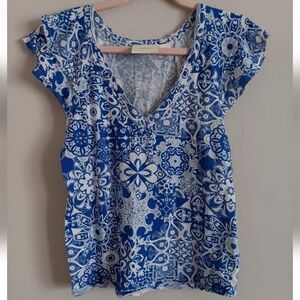 Anthropologie Maeve Catie Ruffle-Sleeved Tee